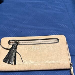 Kate Spade Beige and Black Tassel Wallet